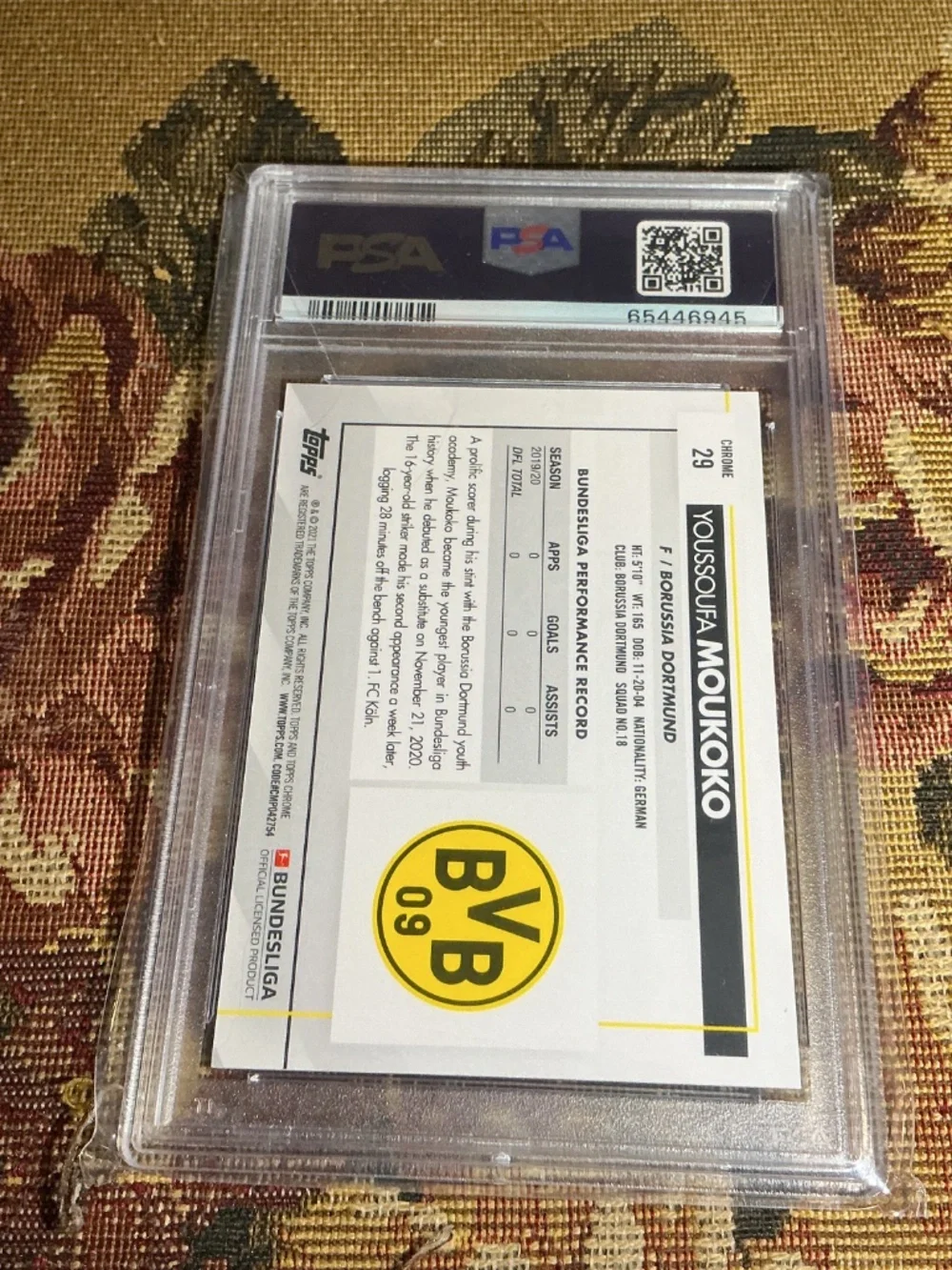 2020 Topps Chrome Bundesliga Youssoufa Moukoko PSA 10 GEM MT Rookie RC